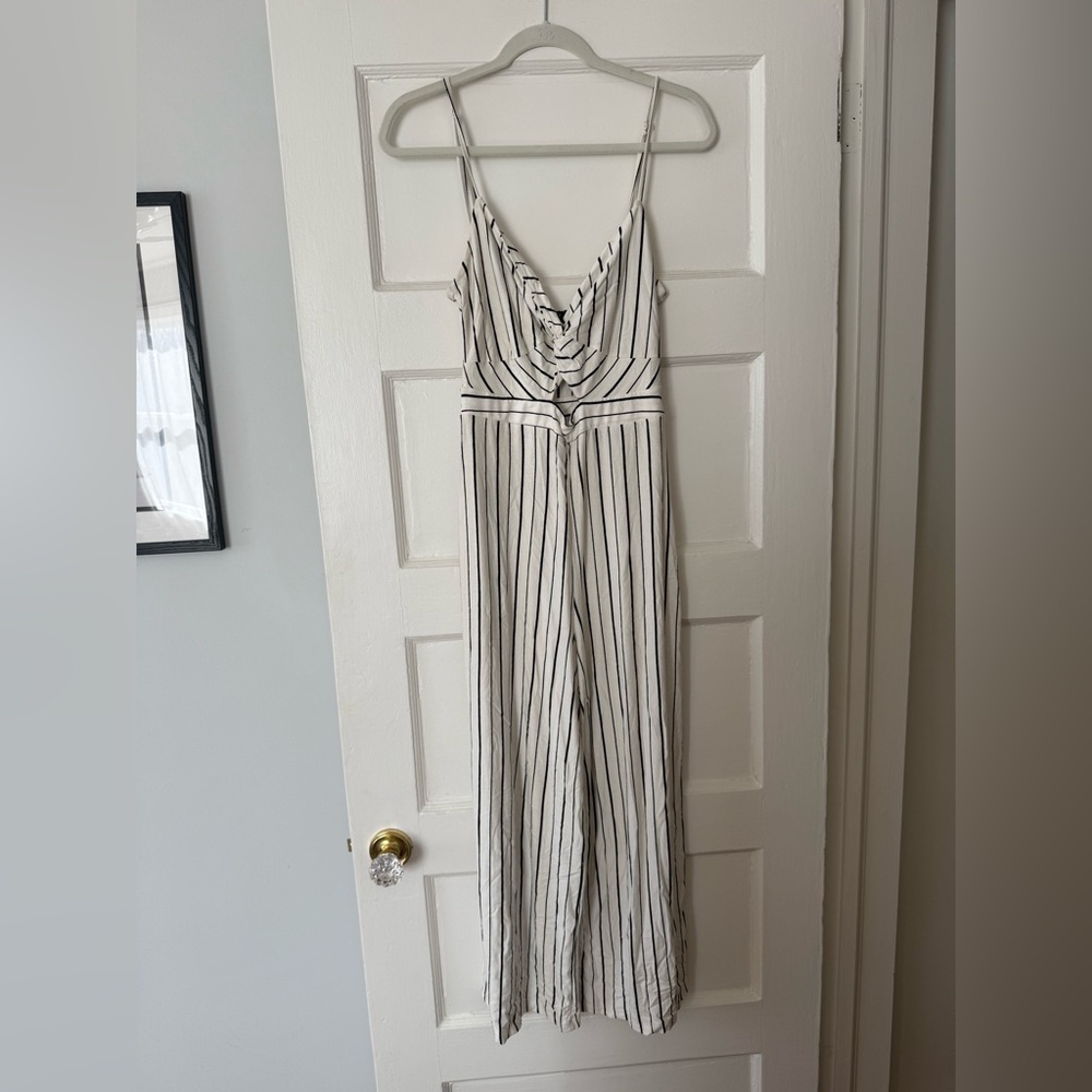 Bershka Black and White Striped Jumpsuit